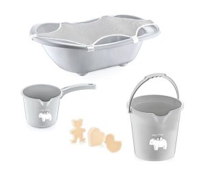 Svet Kolica | BABYJEM SET ZA KUPANJE 5 DELOVA GREY (kadica, podloga, sundjer, bokal, kofica)BABYJEM SET ZA KUPANJE 5 DELOVA GREY (kadica, podloga, sundjer, bokal, kofica)