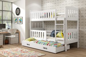 Svet Kolica | KREVET NA SPRAT ZA 3 OSOBE KUBUS 190x90 SA DODATNIM LEŽAJEM- Beli