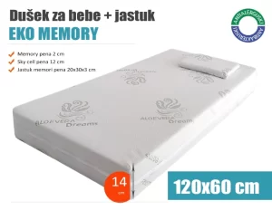 Svet Kolica | Dušek za bebe ECO MEMORY 120x60x14+jastuk