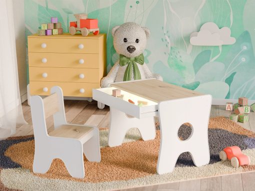 Svet Kolica | Sto sa fiokom i 1 stolicom- OakSto sa fiokom i 1 stolicom- Oak