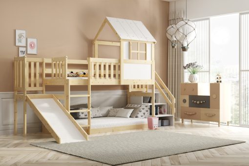 Svet Kolica | KREVET NA SPRAT Antresola 200x90 sa stepenicama i toboganomKREVET NA SPRAT Antresola 200x90 sa stepenicama i toboganom