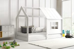 Svet Kolica | KREVET Montessori Domek 160x80 SA KROVOM- BELI
