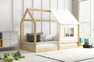 Svet Kolica | KREVET Montessori Domek 160x80 SA KROVOM- NATUR